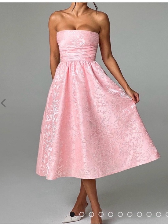 Babyboo Fashion Dresses & Skirts - Brand new Strapless Pink Floral Brocade Wedding guest Dress with Lace-Up Back
